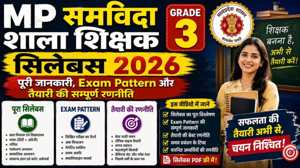 MP Samvida Shala Shikshak Grade 3 Syllabus 2026